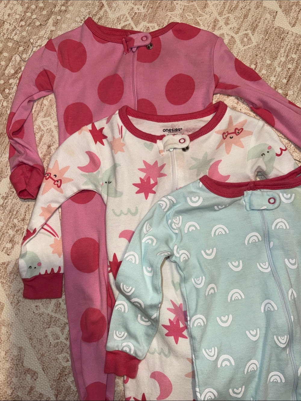 12 month 3 pack Pajama Onesies